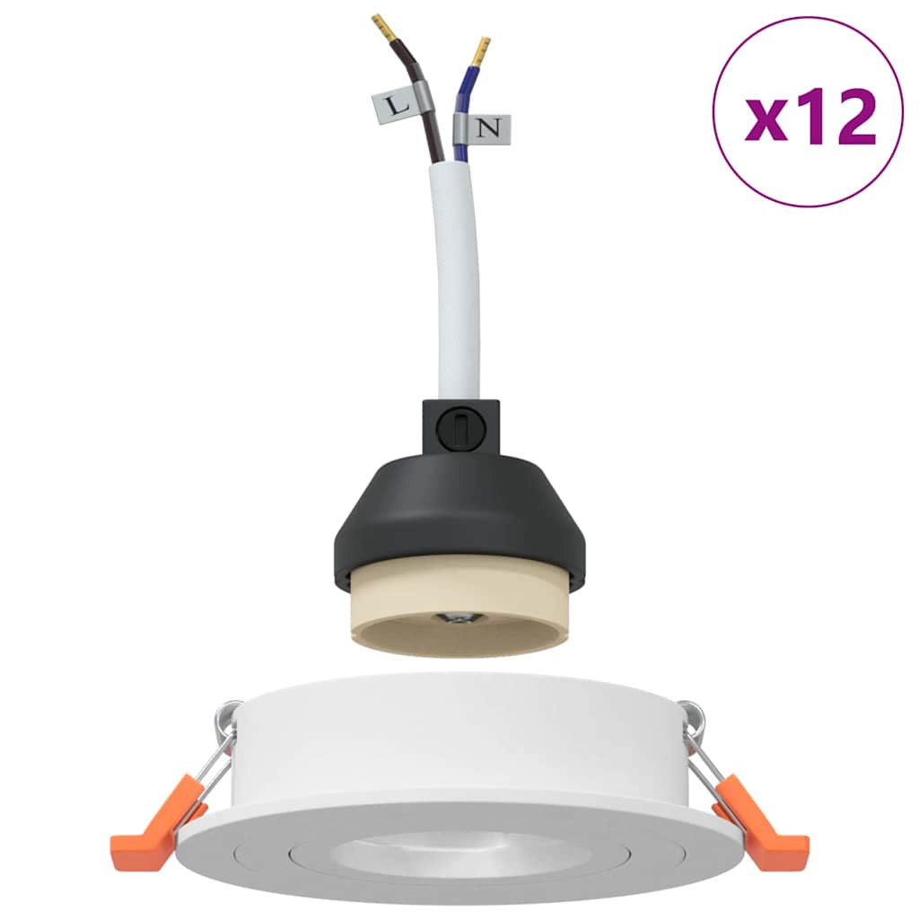 Spotlight 12 pcs Hvit 9 x 9 x 2 cm Aluminium
