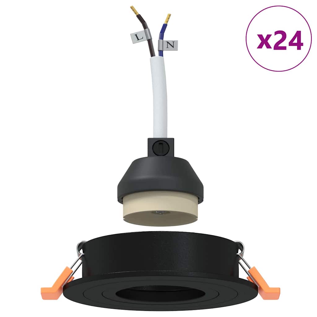 Spotlight 24 pcs Svart 9 x 9 x 2 cm Aluminium