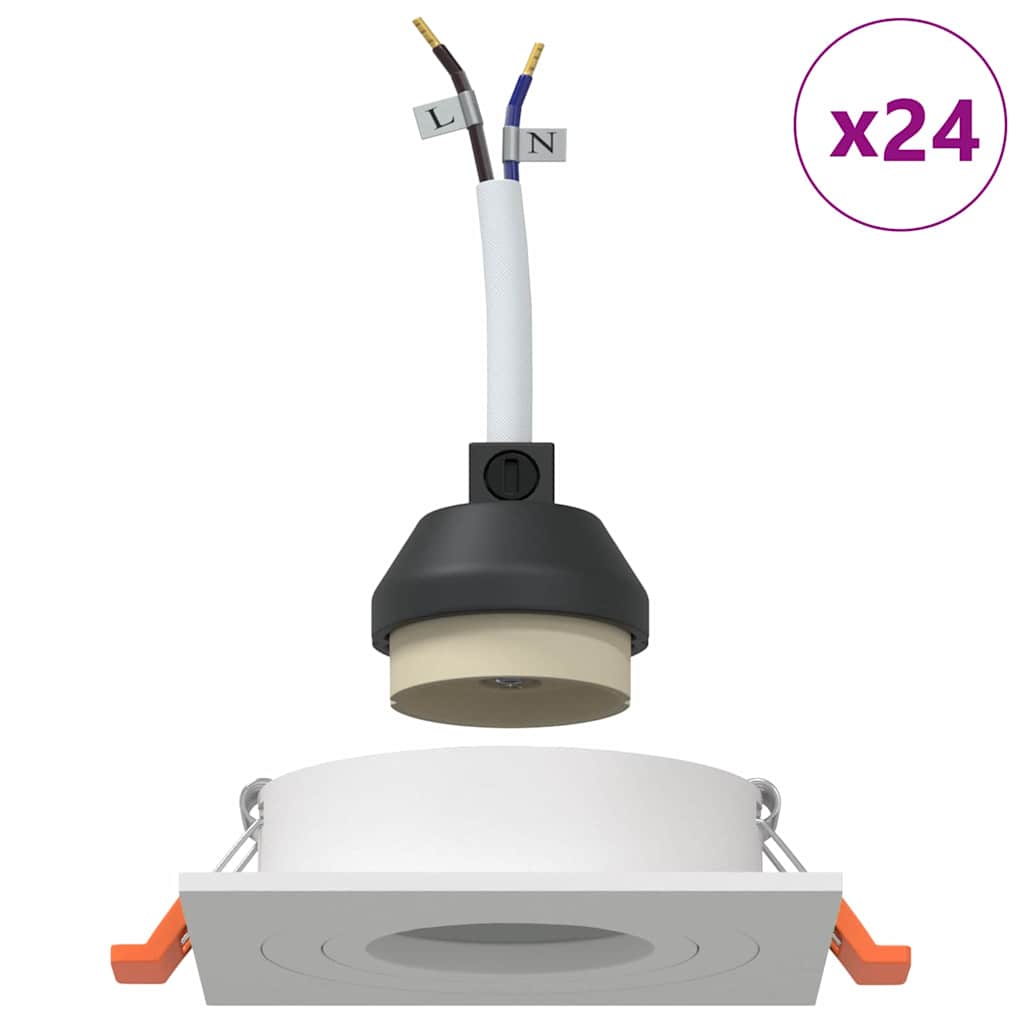 Spotlight 24 pcs Hvit 9 x 9 x 2 cm Aluminium