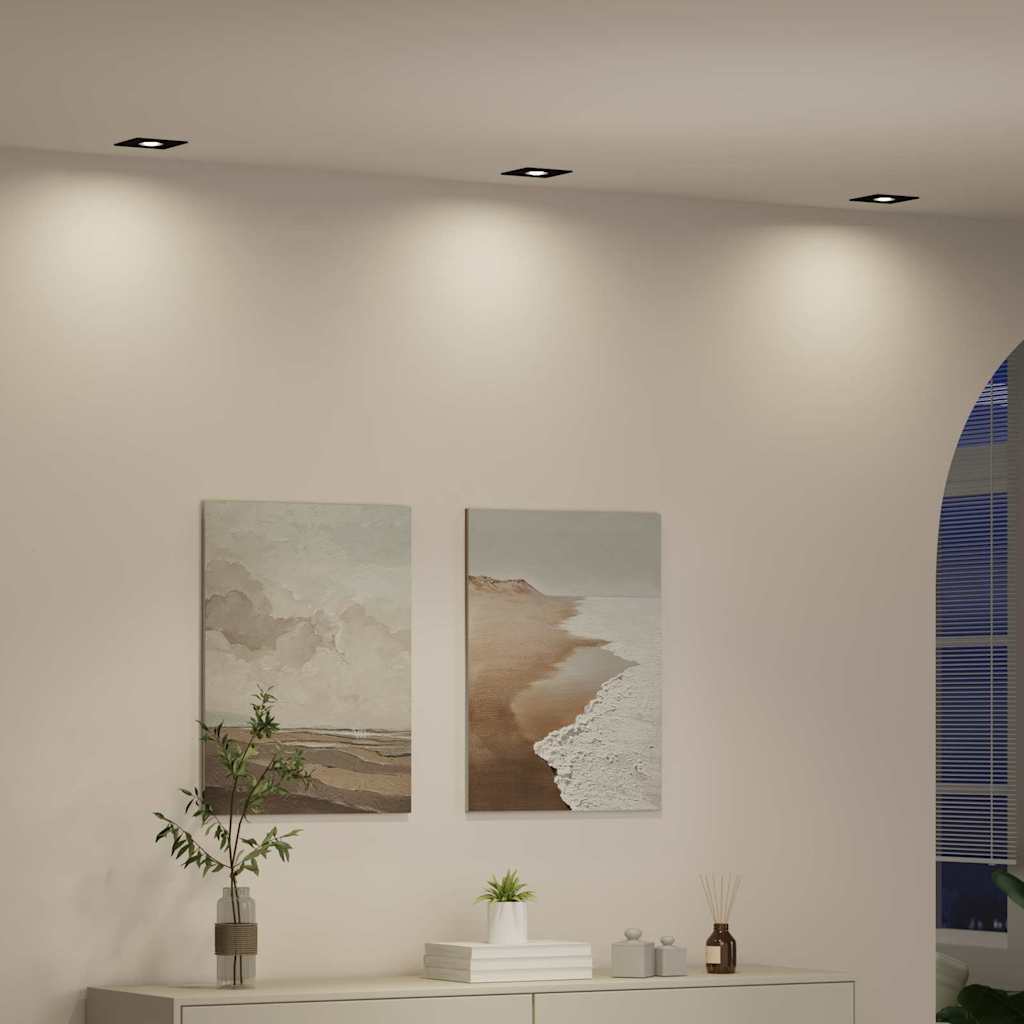 Spotlight 12 pcs Svart 9 x 9 x 2 cm Aluminium