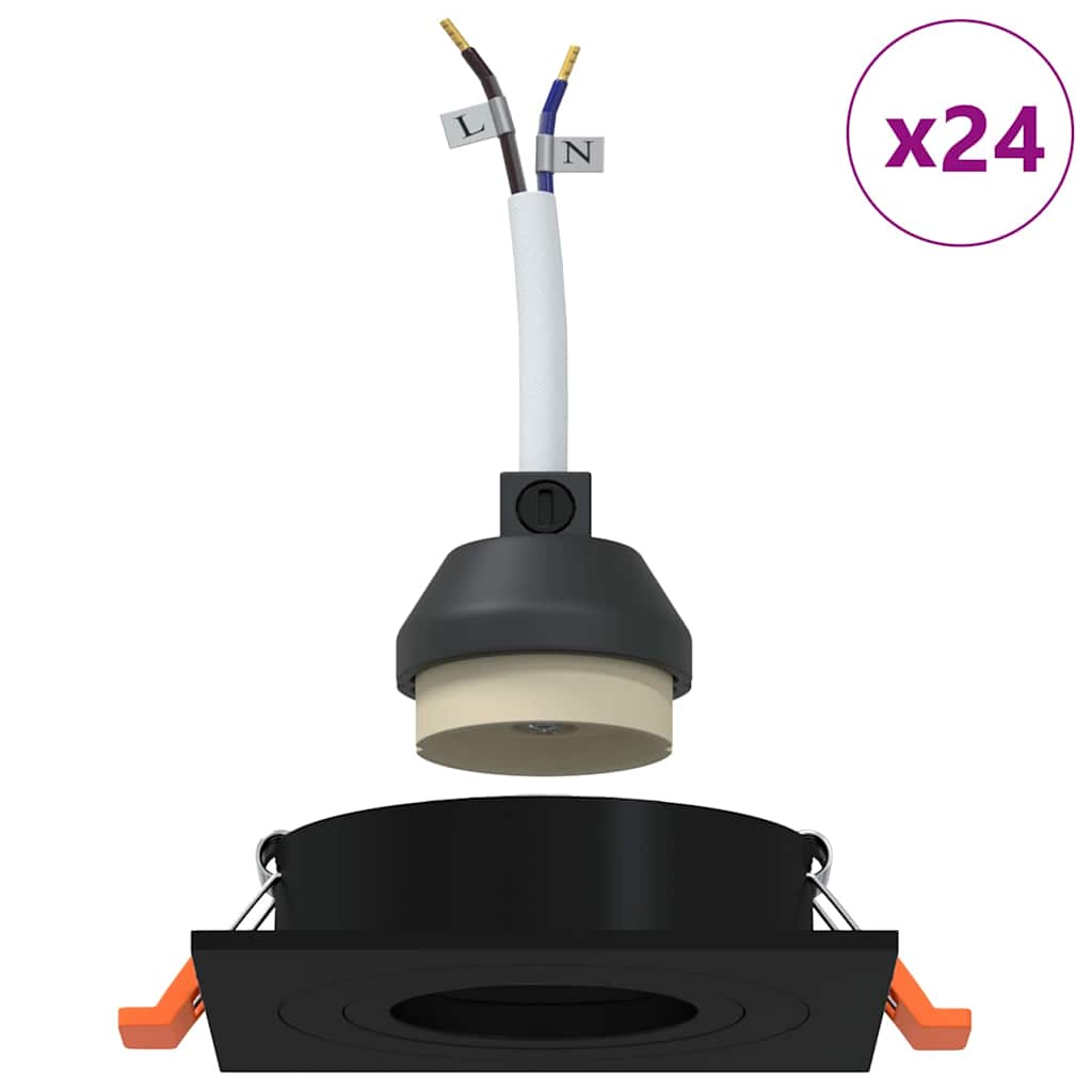Spotlight 24 pcs Svart 9 x 9 x 2 cm Aluminium