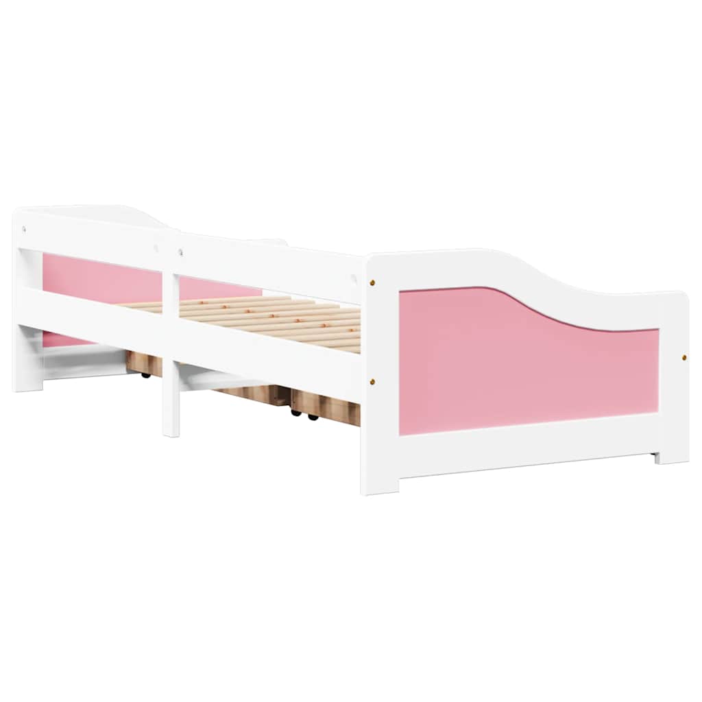 Dagseng med 2 skuffer uten madrass IRUN hvit&rosa 90x200 cm
