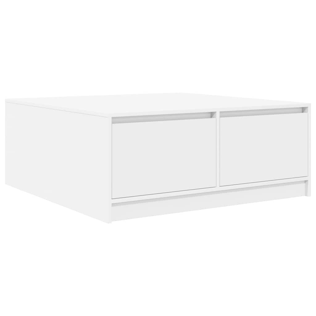 Salongbord med skuffer hvit 100x100x40 cm