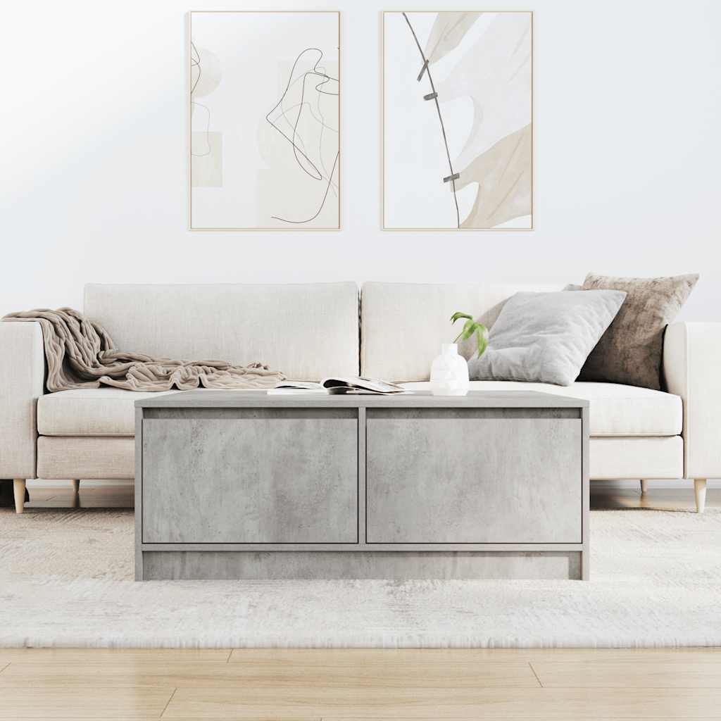 Salongbord med skuffer betonggrå 100x100x40 cm