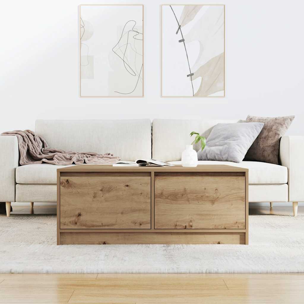 Salongbord med skuffer artisan eik 100x100x40 cm