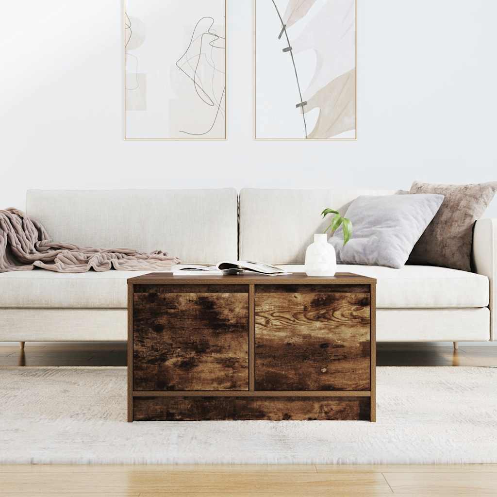 Salongbord med skuffer røkt eik 70,5x70x40 cm