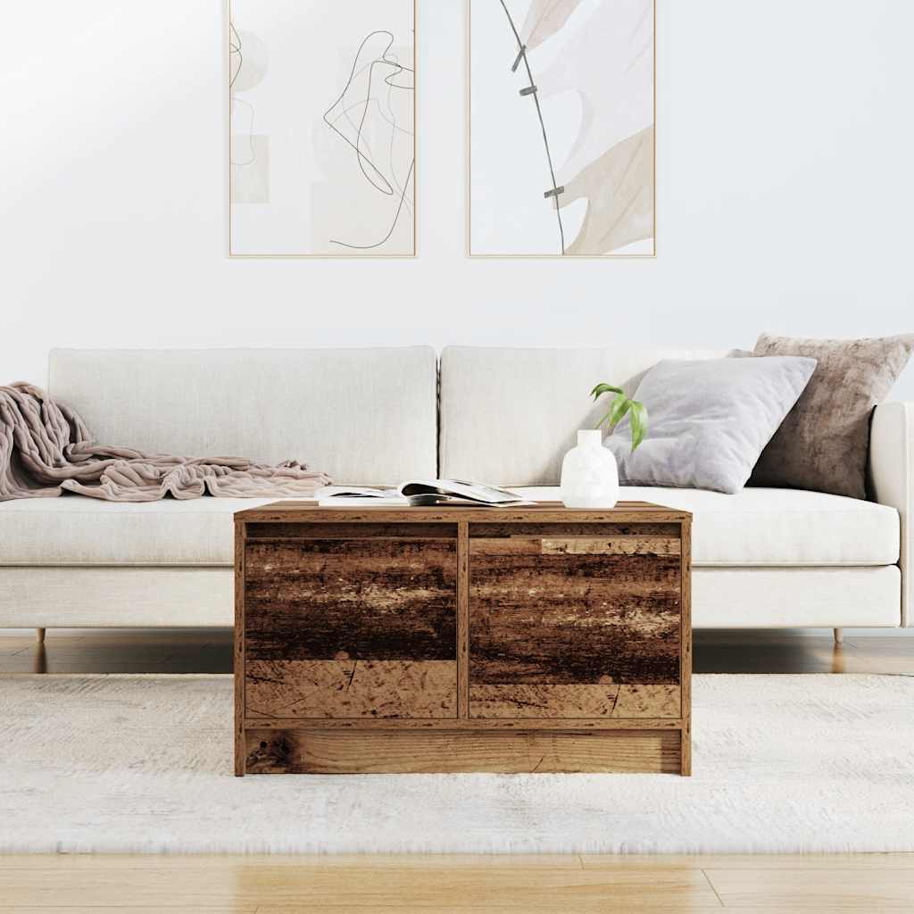 Salongbord med skuffer gammelt tre 70,5x70x40 cm