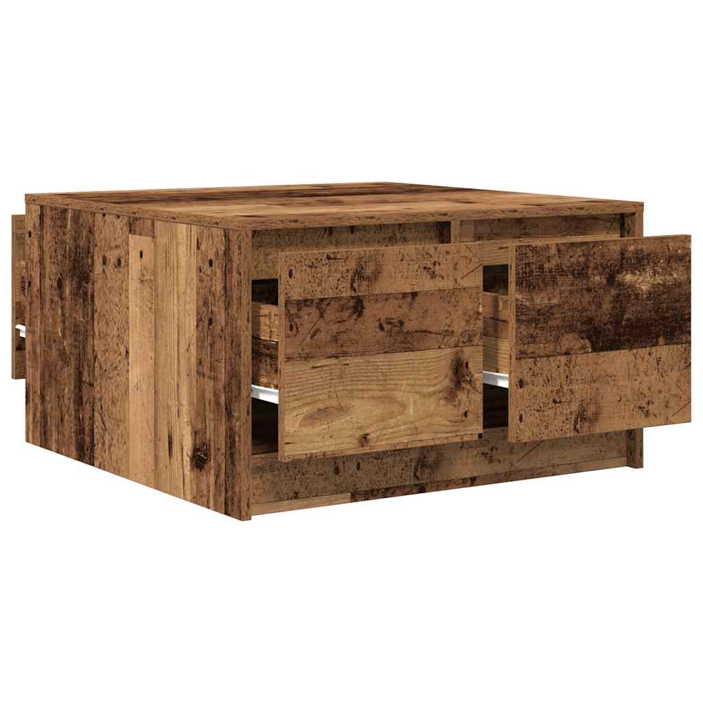 Salongbord med skuffer gammelt tre 70,5x70x40 cm