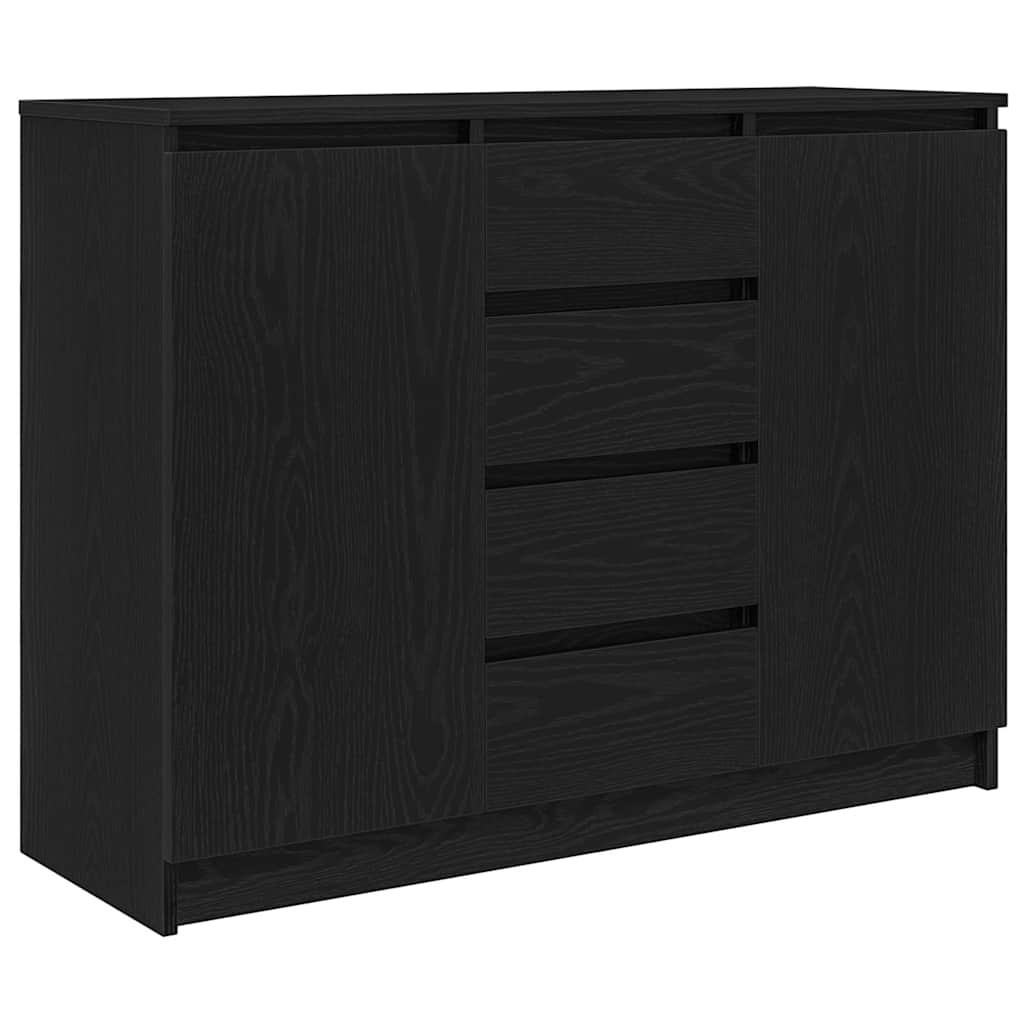 Skjenk med skuffer svart eik 100,5x35x76 cm konstruert tre vidaXL