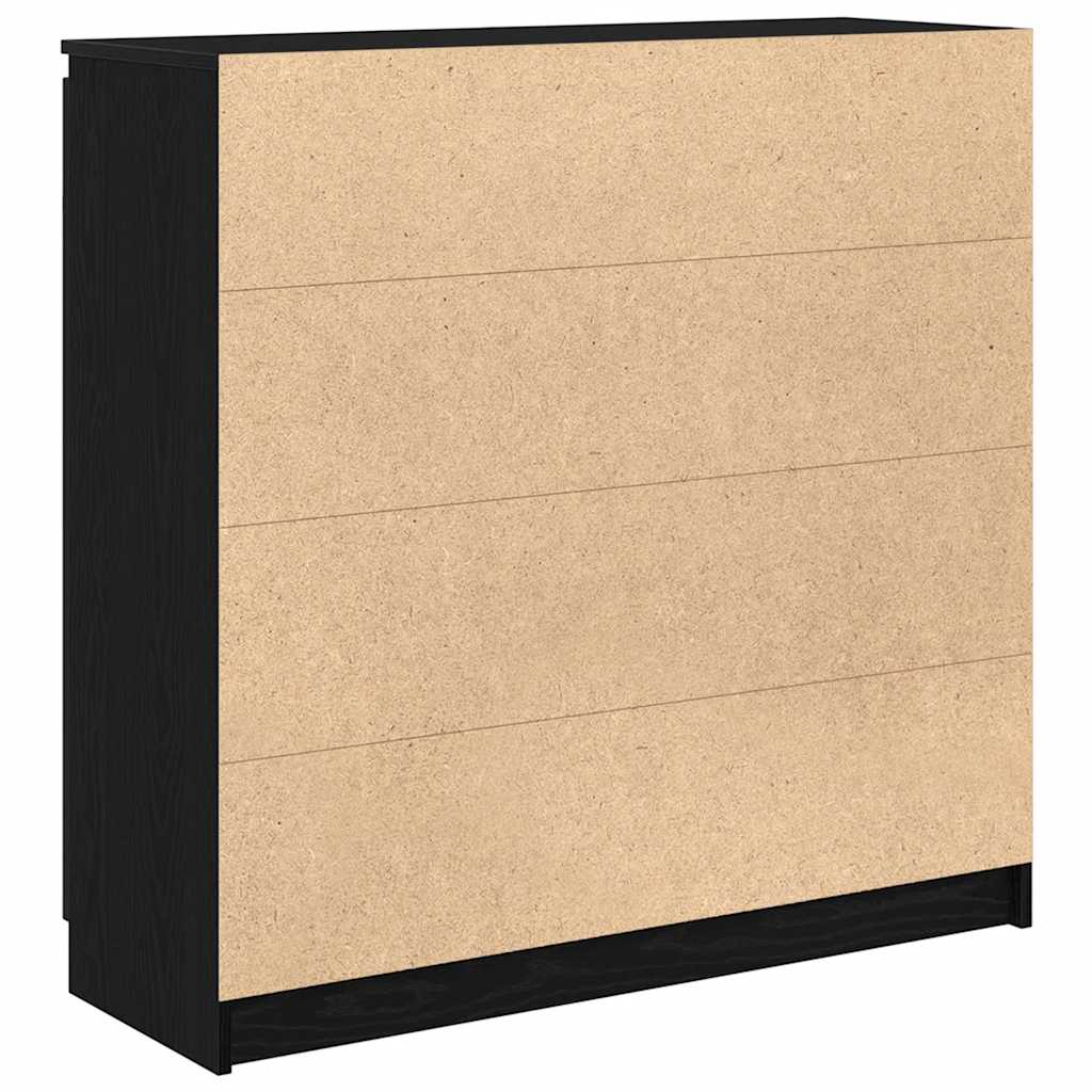 Skjenk med skuffer svart eik 100,5x35x98,5 cm konstruert tre