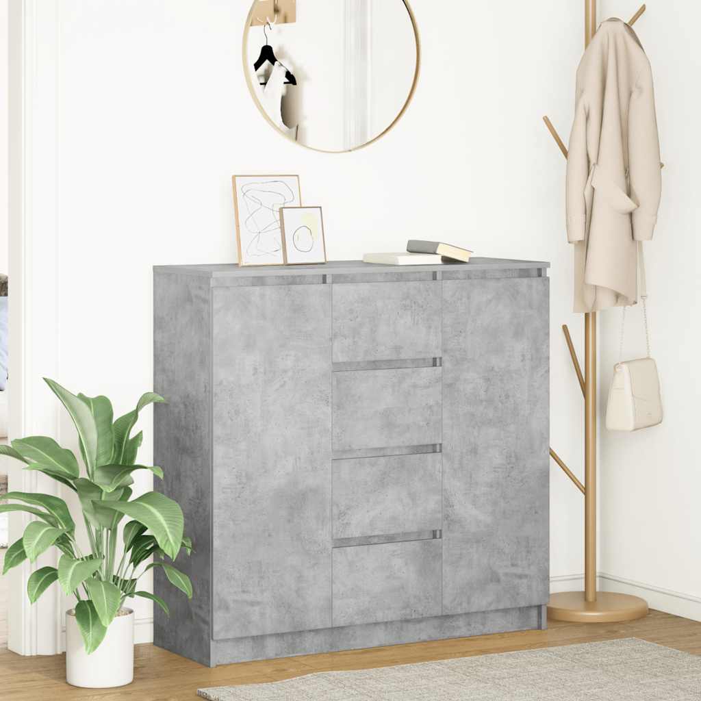 Skjenk med skuffer betonggrå 100,5x35x98,5 cm konstruert tre
