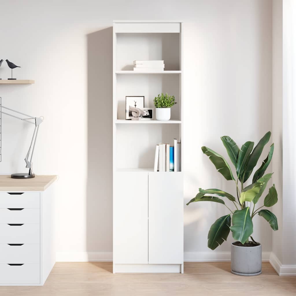 Highboard hvit 50x35x180 cm konstruert tre