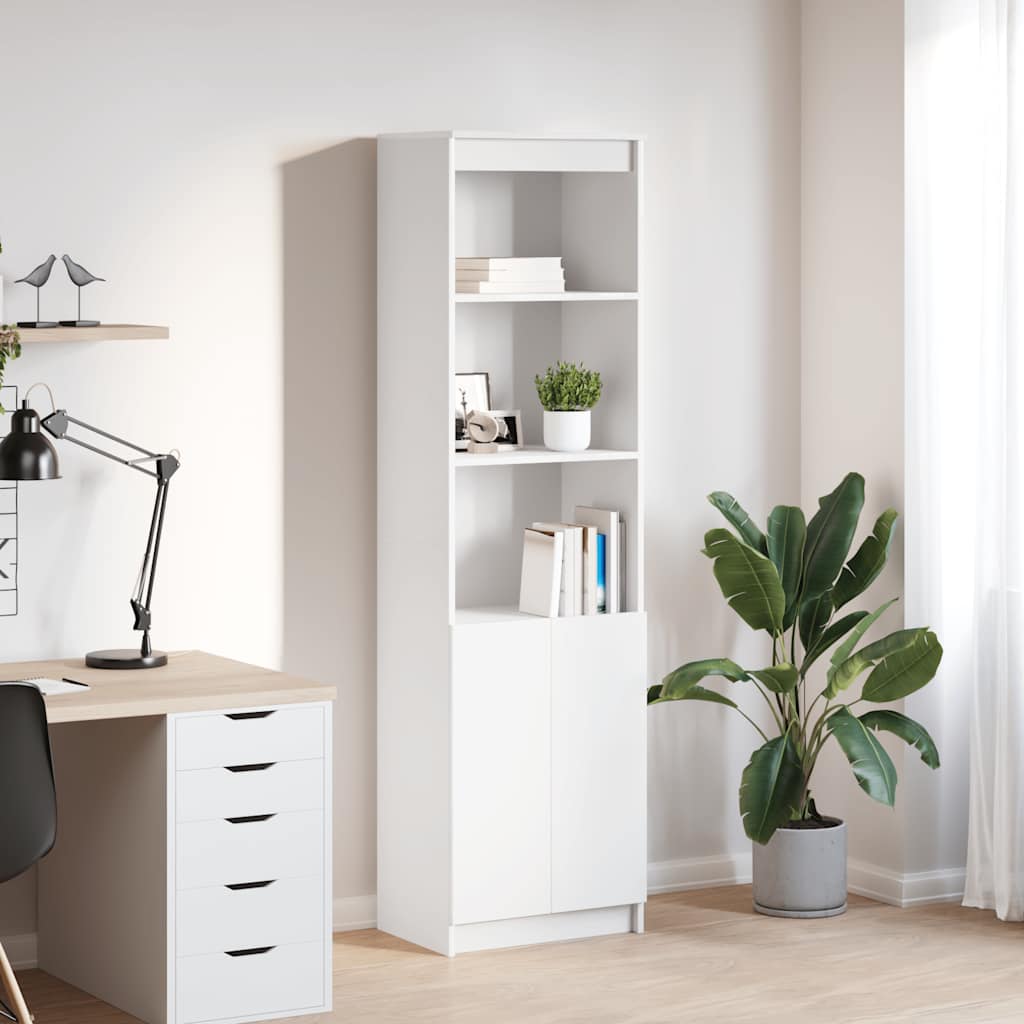Highboard hvit 50x35x180 cm konstruert tre