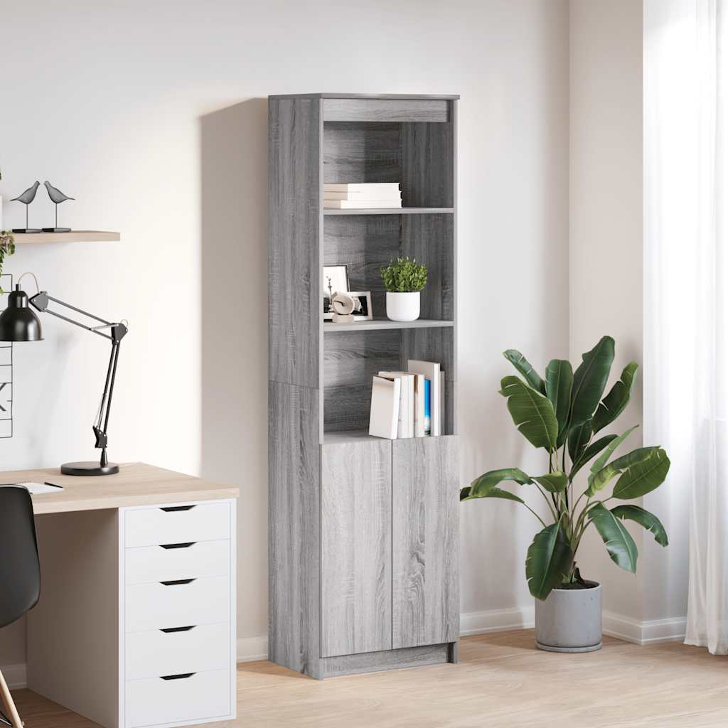 Highboard grå sonoma 50x35x180 cm konstruert tre