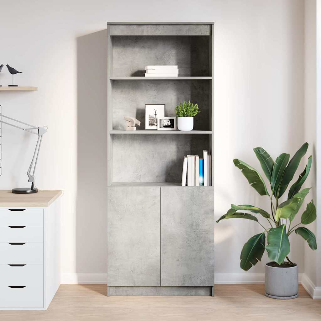 Highboard betonggrå 70x35x180 cm konstruert tre
