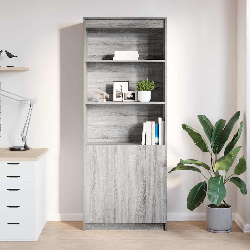 Highboard grå sonoma 70x35x180 cm konstruert tre