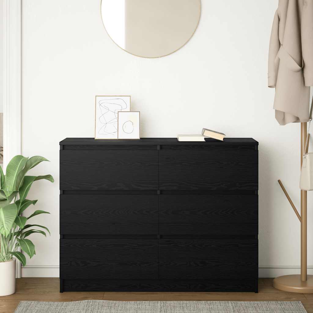 Skjenk svart eik 100x35x76 cm konstruert tre