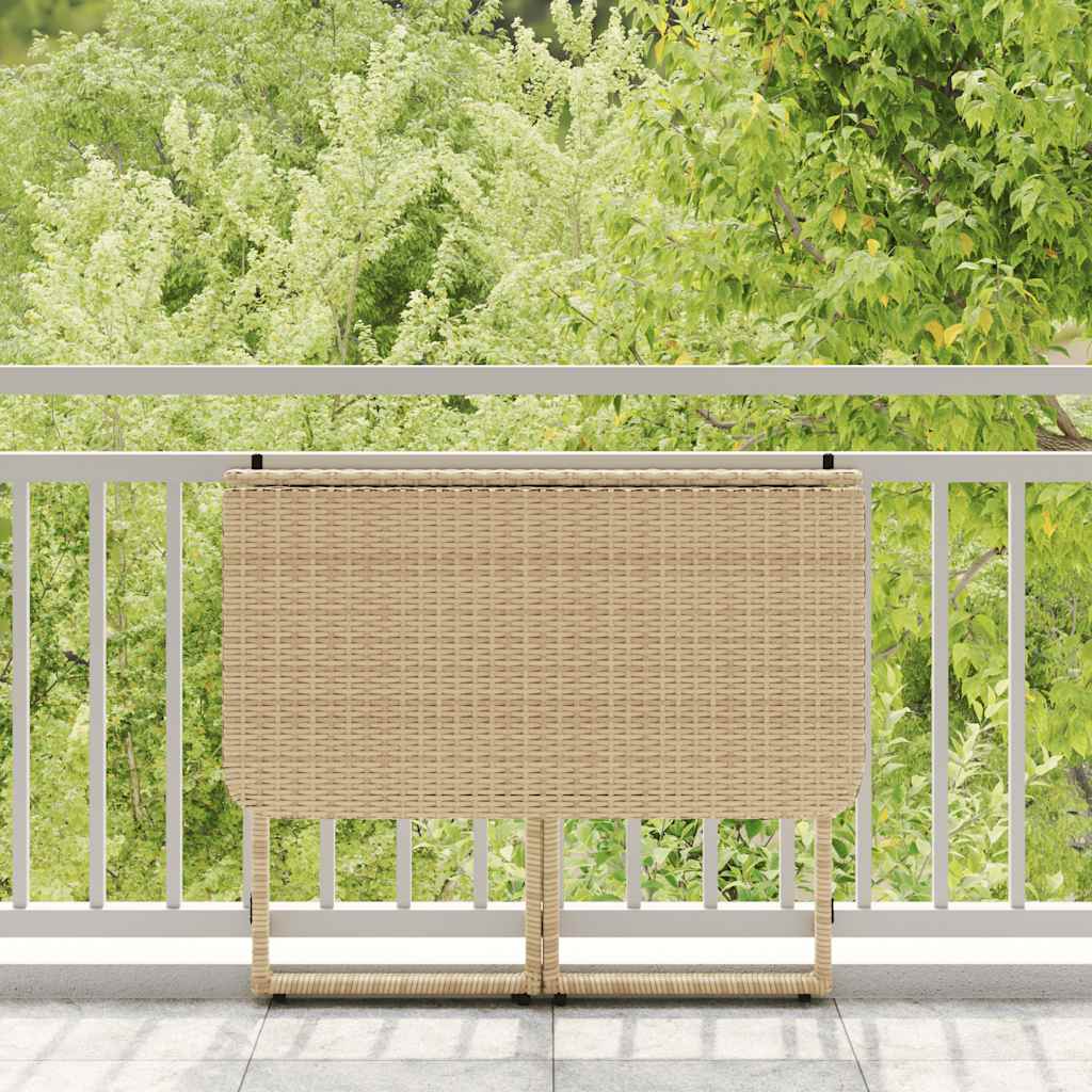 Sammenleggbart hagebord beige 90x51x75 cm polyrotting