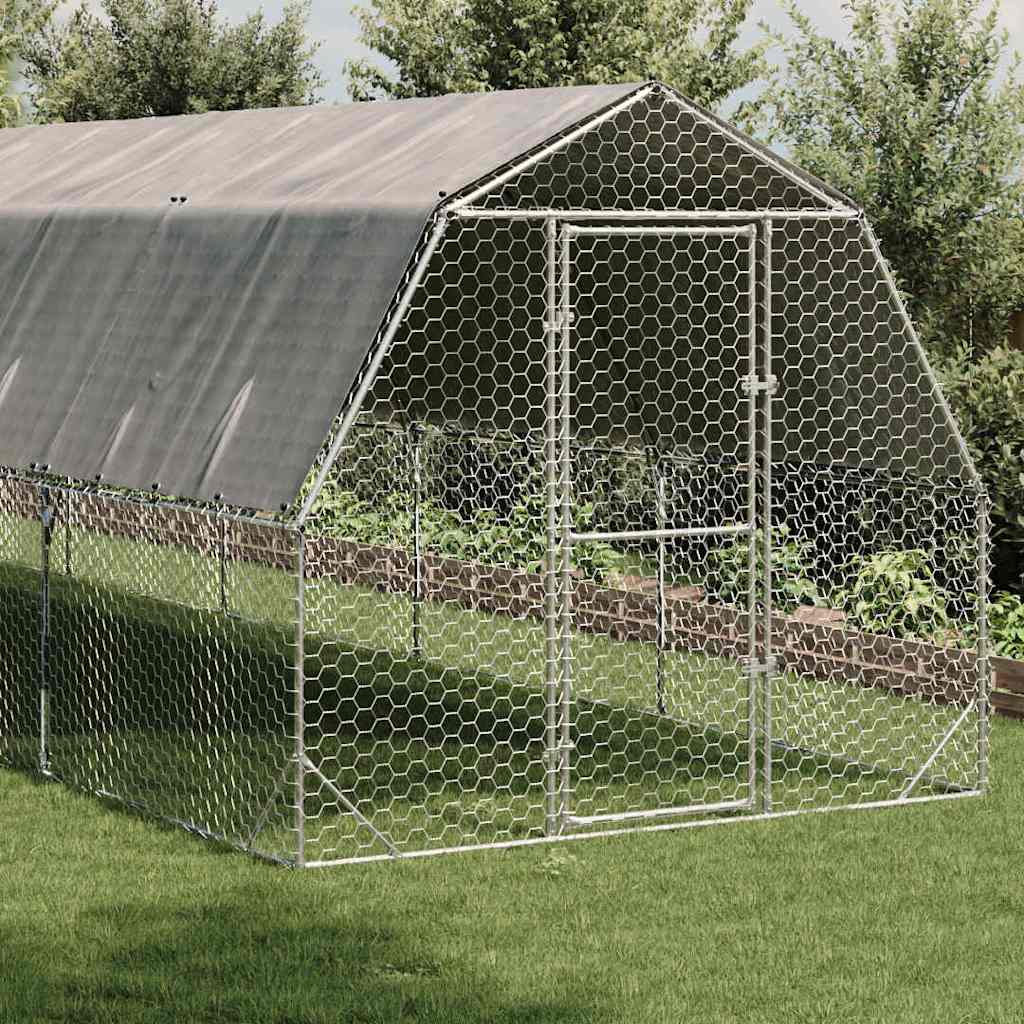 Kyllingløp med tak 2,5x8x2,25 m galvanisert stål