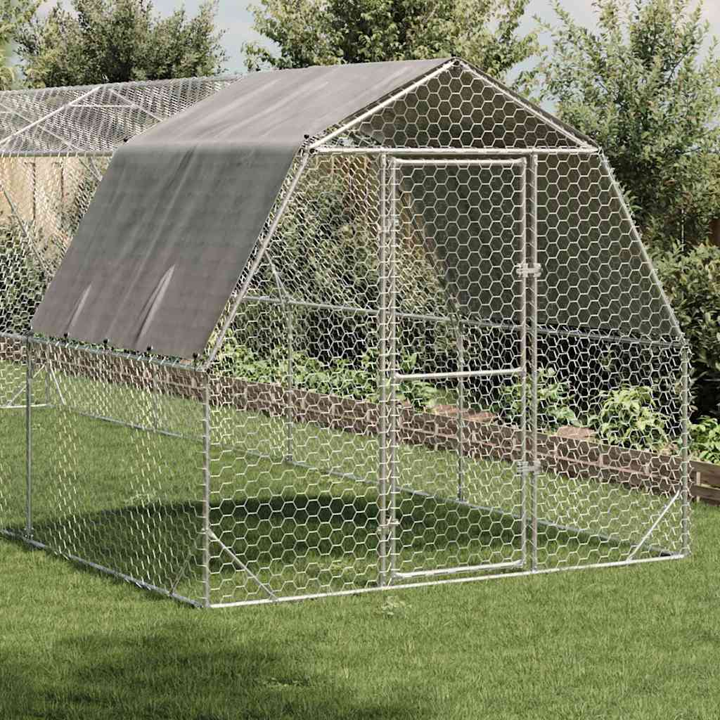 Kyllingløp med tak 2,5x8x2,25 m galvanisert stål