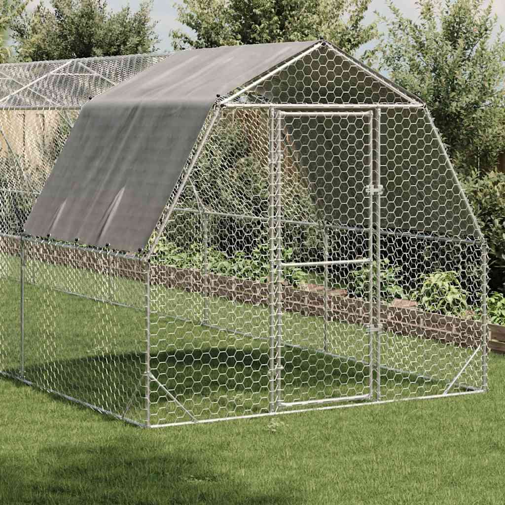Kyllingløp med tak 2,5x12x2,25 m galvanisert stål