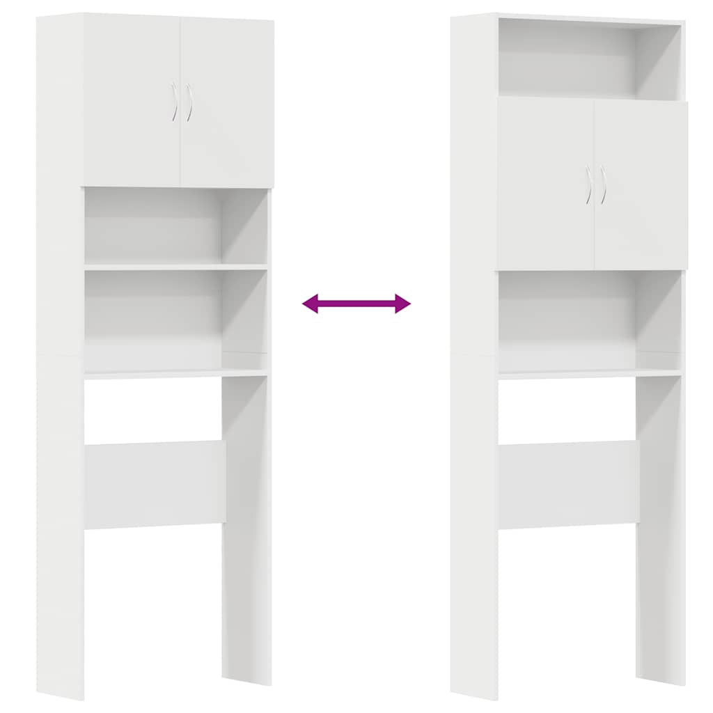 Vaskemaskinskap hvit 64x24x190 cm konstruert tre