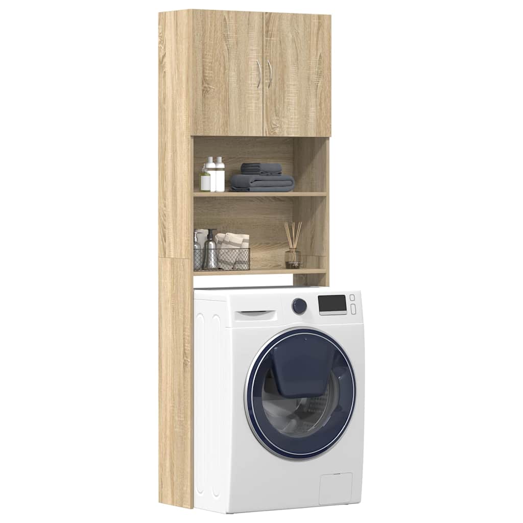 Vaskemaskinskap sonoma eik 64x24x190 cm konstruert tre