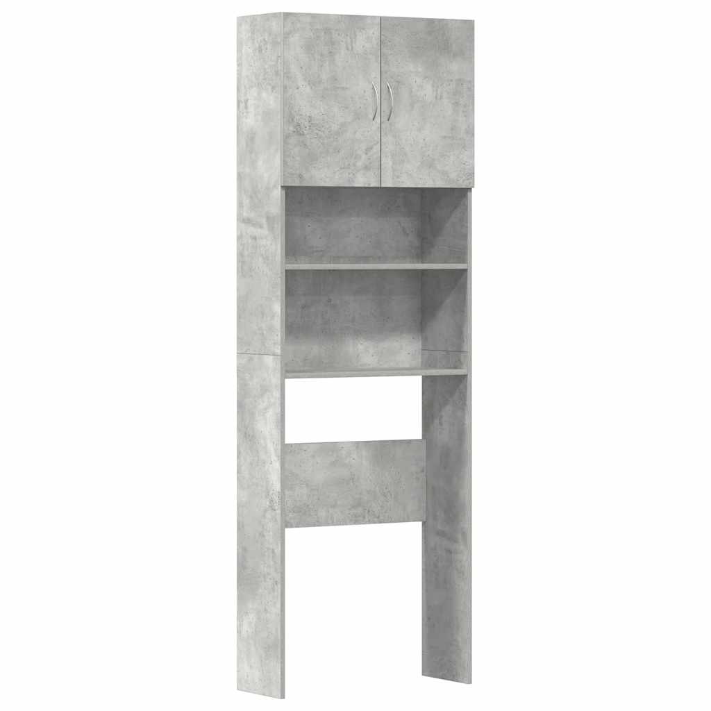 Vaskemaskinskap betonggrå 64x24x190 cm konstruert tre
