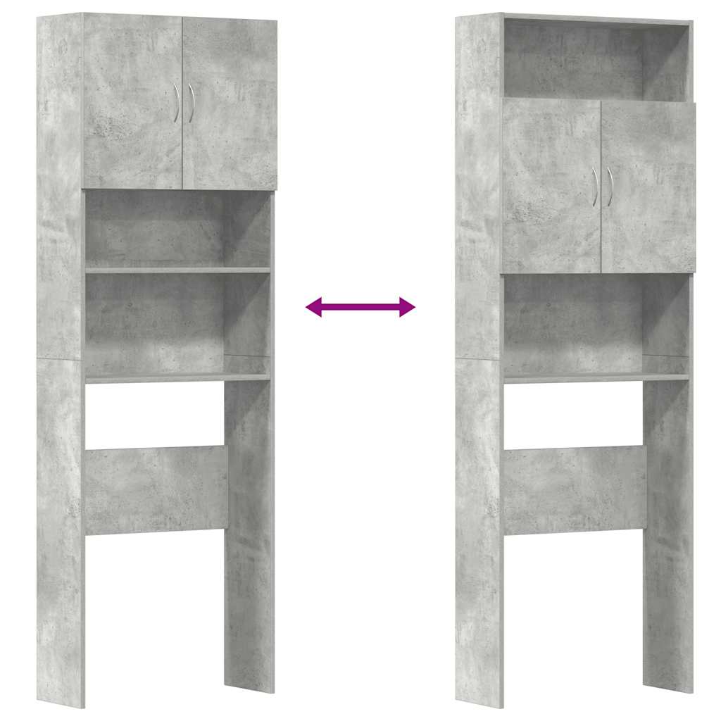 Vaskemaskinskap betonggrå 64x24x190 cm konstruert tre