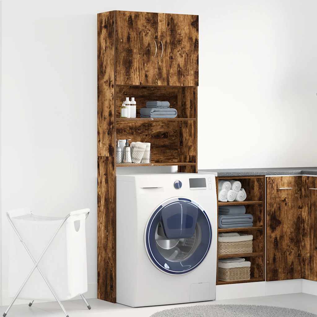 Vaskemaskinskap sonoma eik 64x24x190 cm konstruert tre
