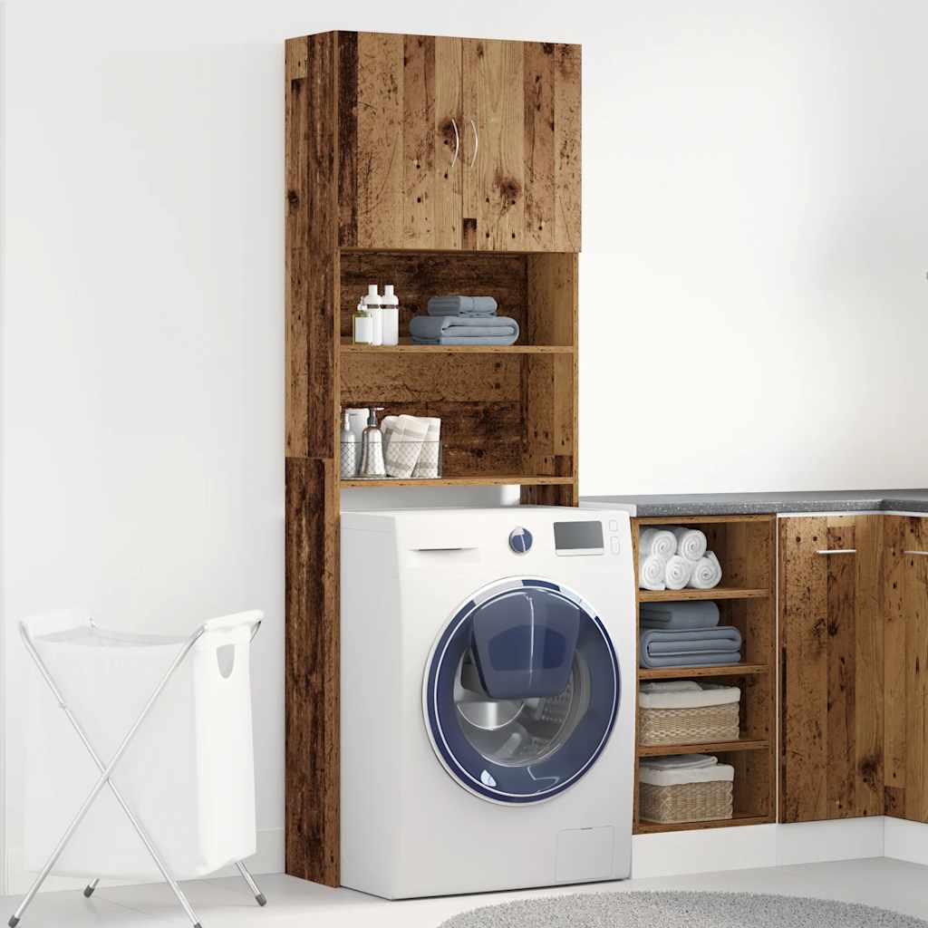 Vaskemaskinskap gammelt tre 64x24x190 cm konstruert tre