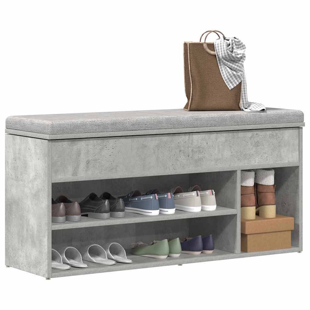 Skobenk betonggrå 102x30,5x45 cm konstruert tre