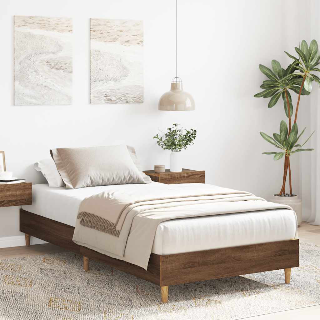 Sengeramme uten madrass brun eik 100x200 cm konstruert tre