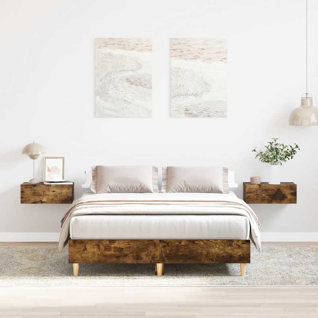 Sengeramme uten madrass røkt eik 140x190 cm konstruert tre
