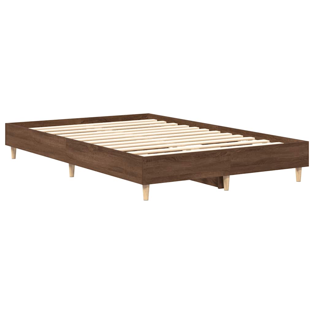 Sengeramme uten madrass brun eik 135x190 cm konstruert tre