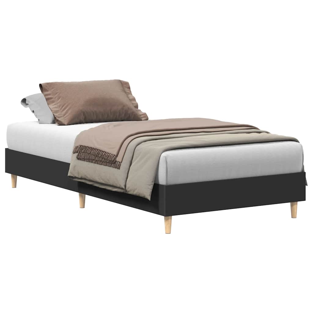 Sengeramme uten madrass svart 75x190 cm konstruert tre