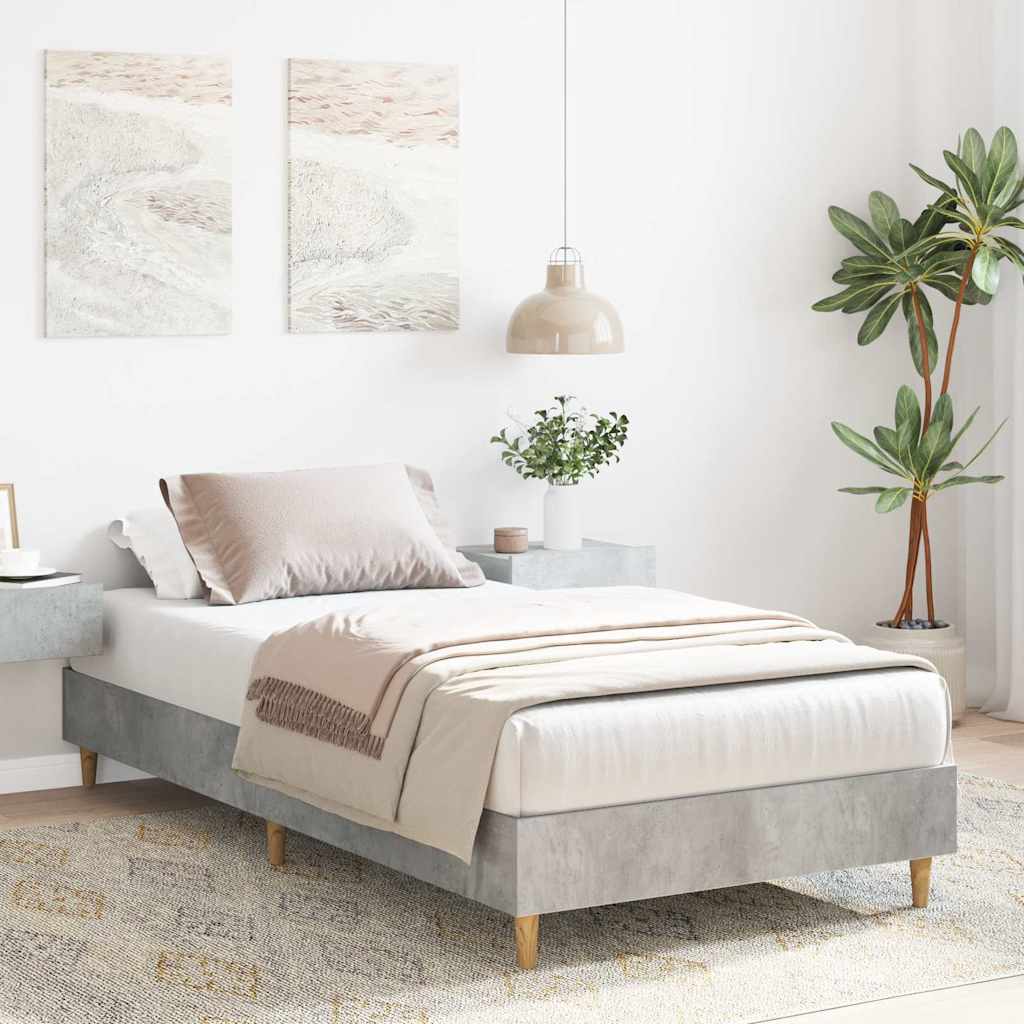 Sengeramme uten madrass betonggrå 75x190 cm konstruert tre