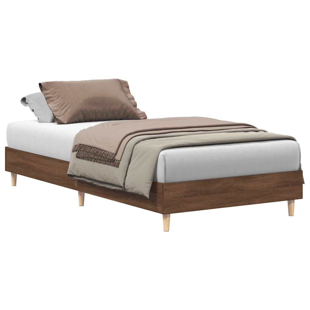 Sengeramme uten madrass brun eik 75x190 cm konstruert tre