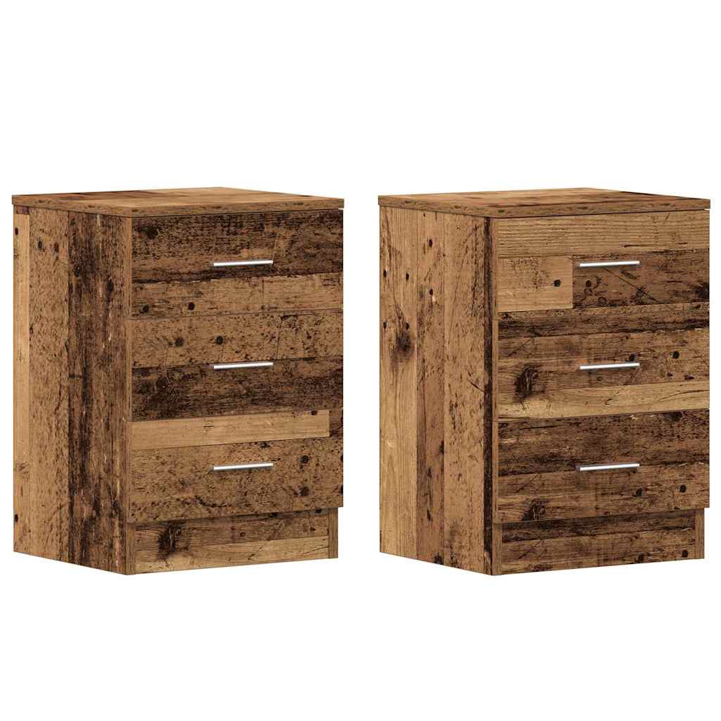 Nattbord 2 stk gammelt tre 38x35x55 cm konstruert tre