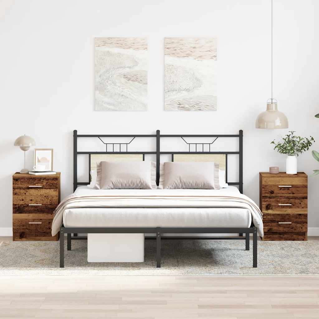 Nattbord 2 stk gammelt tre 38x35x55 cm konstruert tre