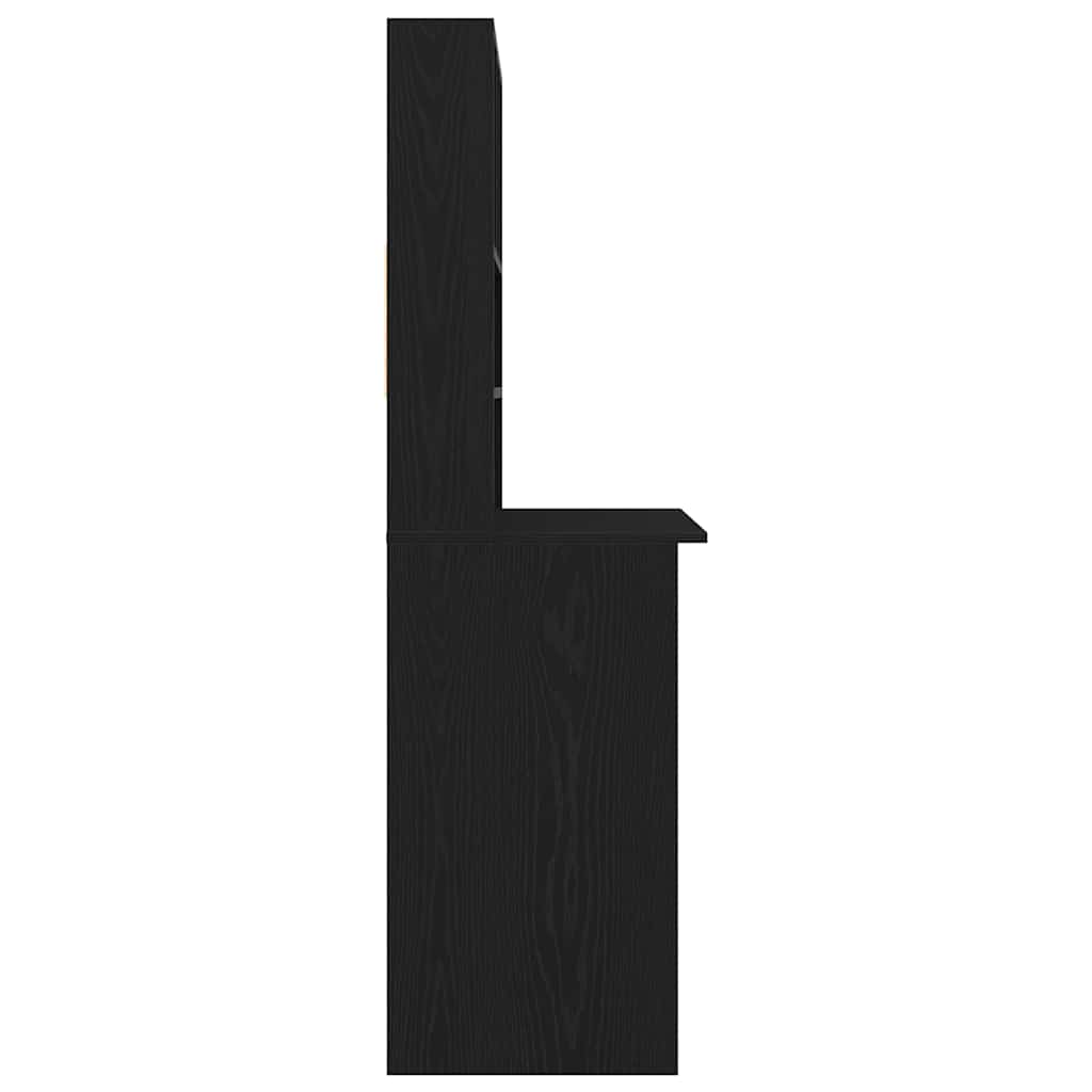 Skrivebord med hyller svart eik 102x45x148 cm konstruert tre