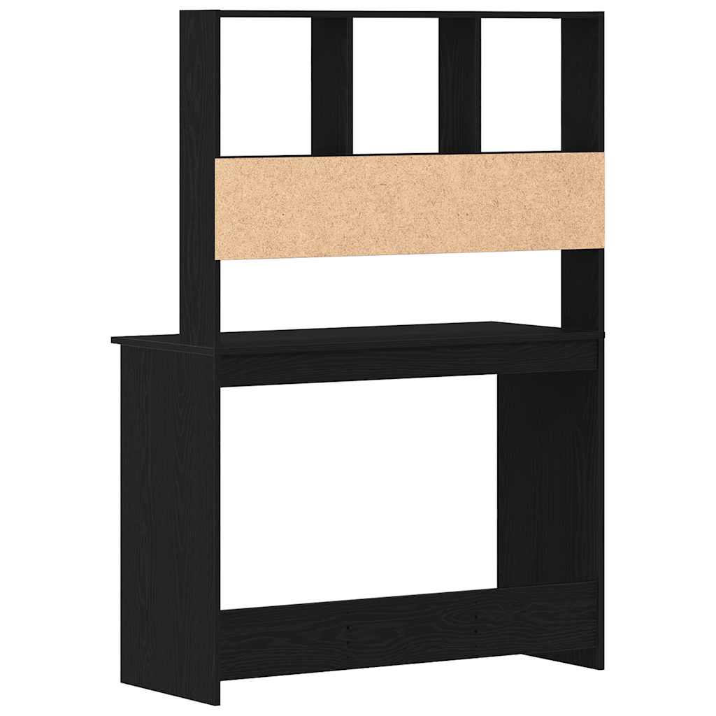 Skrivebord med hyller svart eik 102x45x148 cm konstruert tre