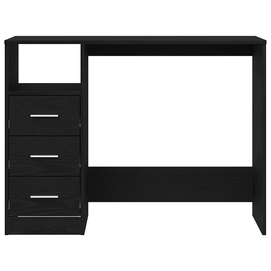 Skrivebord med skuffer svart eik 102x50x76 cm konstruert tre