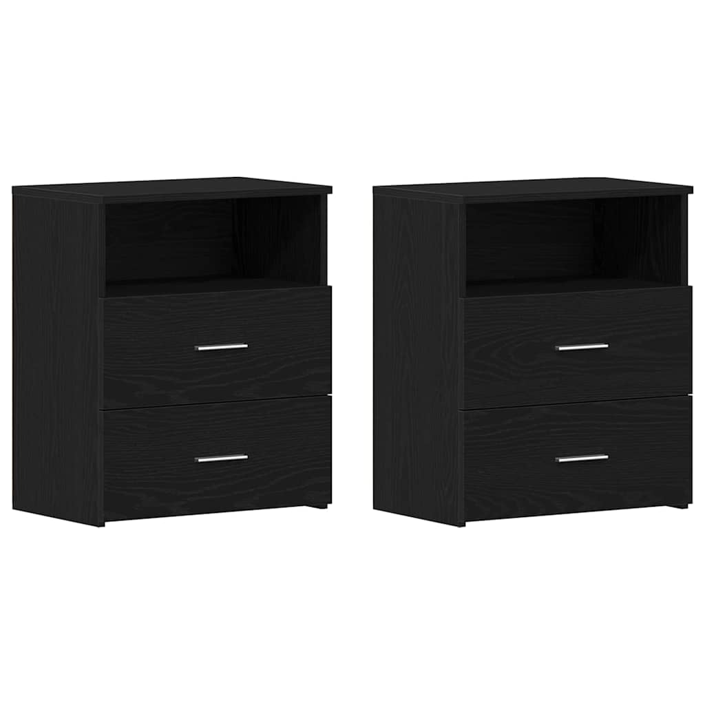Nattbord 2 pcs Svart Eik 50 x 32 x 60cm Konstruert tre