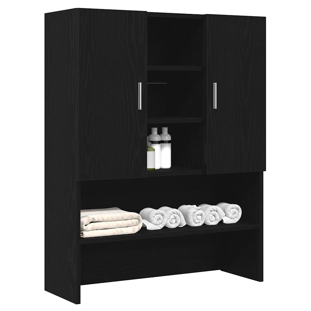 Vaskemaskinskap svart eik 70,5x25,5x90 cm