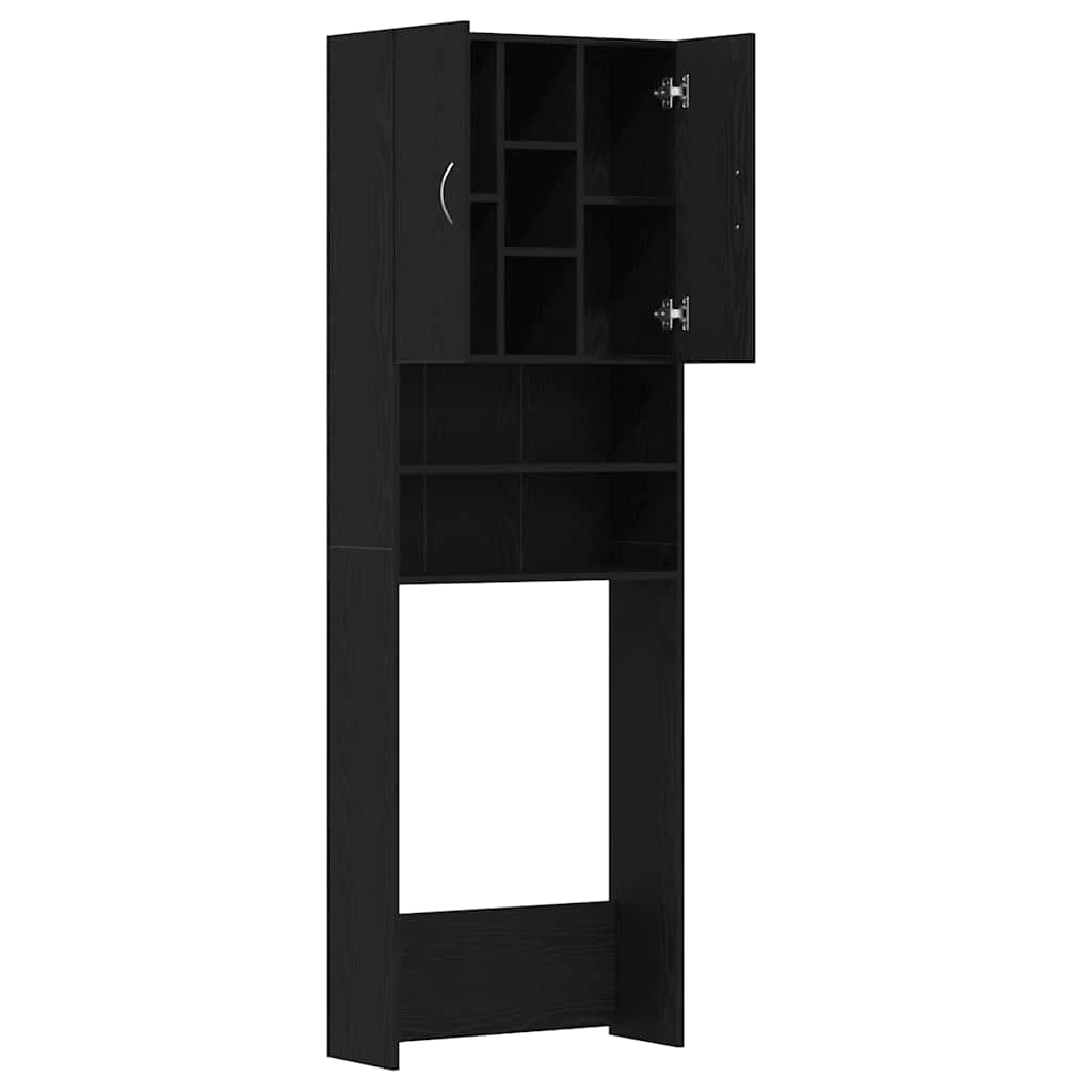 Vaskemaskinskap svart eik 64x25,5x190 cm
