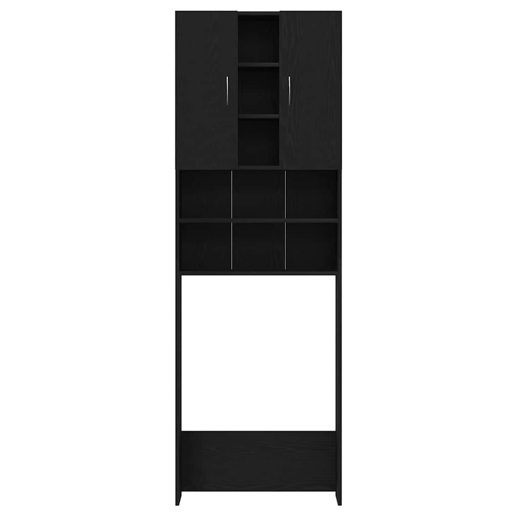 Vaskemaskinskap svart eik 64x25,5x190 cm