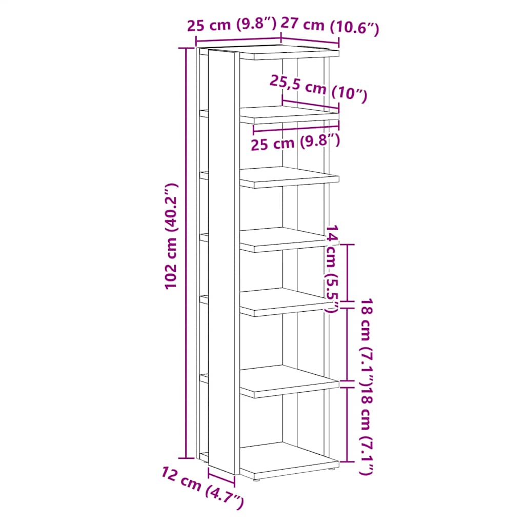 Skoskap 2 stk svart eik 25x27x102 cm konstruert tre