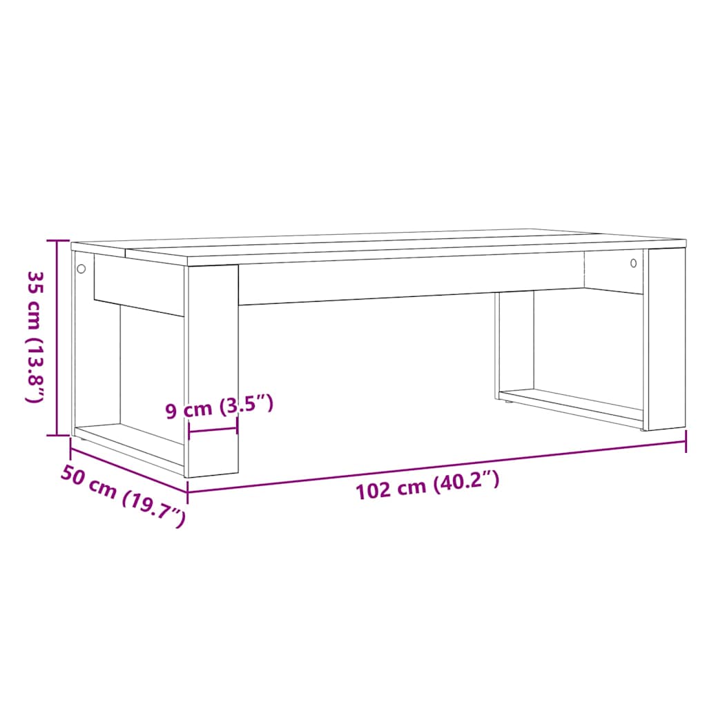 Kaffebord Svart Eik 102 x 50 x 35 cm Konstruert tre