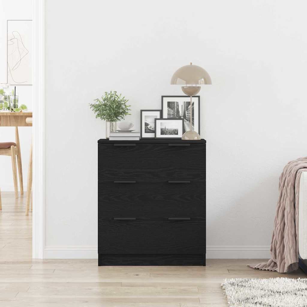 Serviesskap med skuff Svart Eik 60 x 30 x 70 cm Konstruert tre